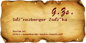Günszberger Zsóka névjegykártya